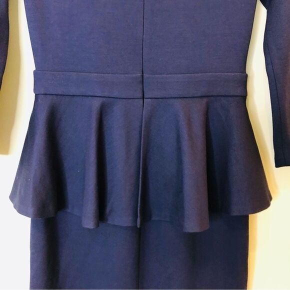 L'Agence Ophelia Off the Shoulder Peplum Bodycon Midi Dress 50s Formal Navy S - Picture 9 of 13